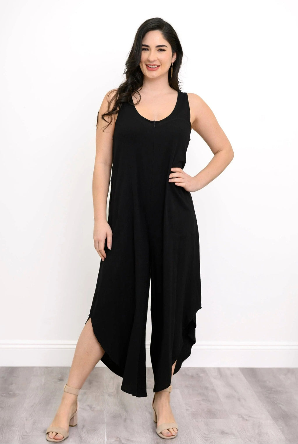 Sanito Jumpsuit, Black, Linen Bamboo: MEDIUM