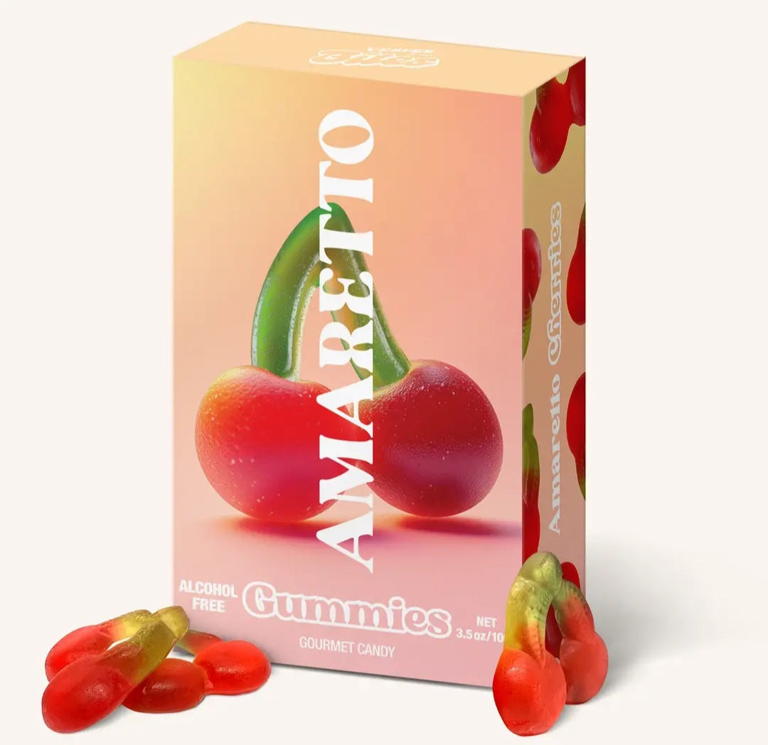 Amaretto Cherry Gummies, Chewy Candies, All natural