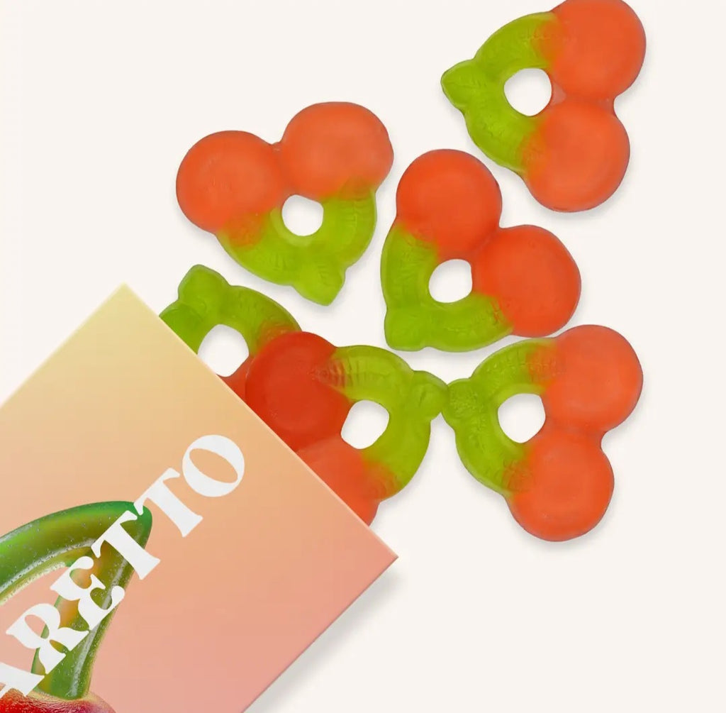 Amaretto Cherry Gummies, Chewy Candies, All natural