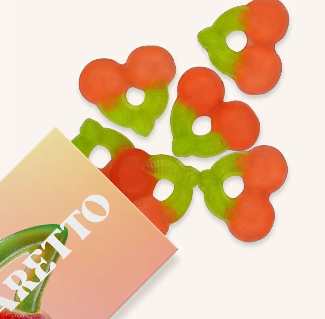 Amaretto Cherry Gummies, Chewy Candies, All natural