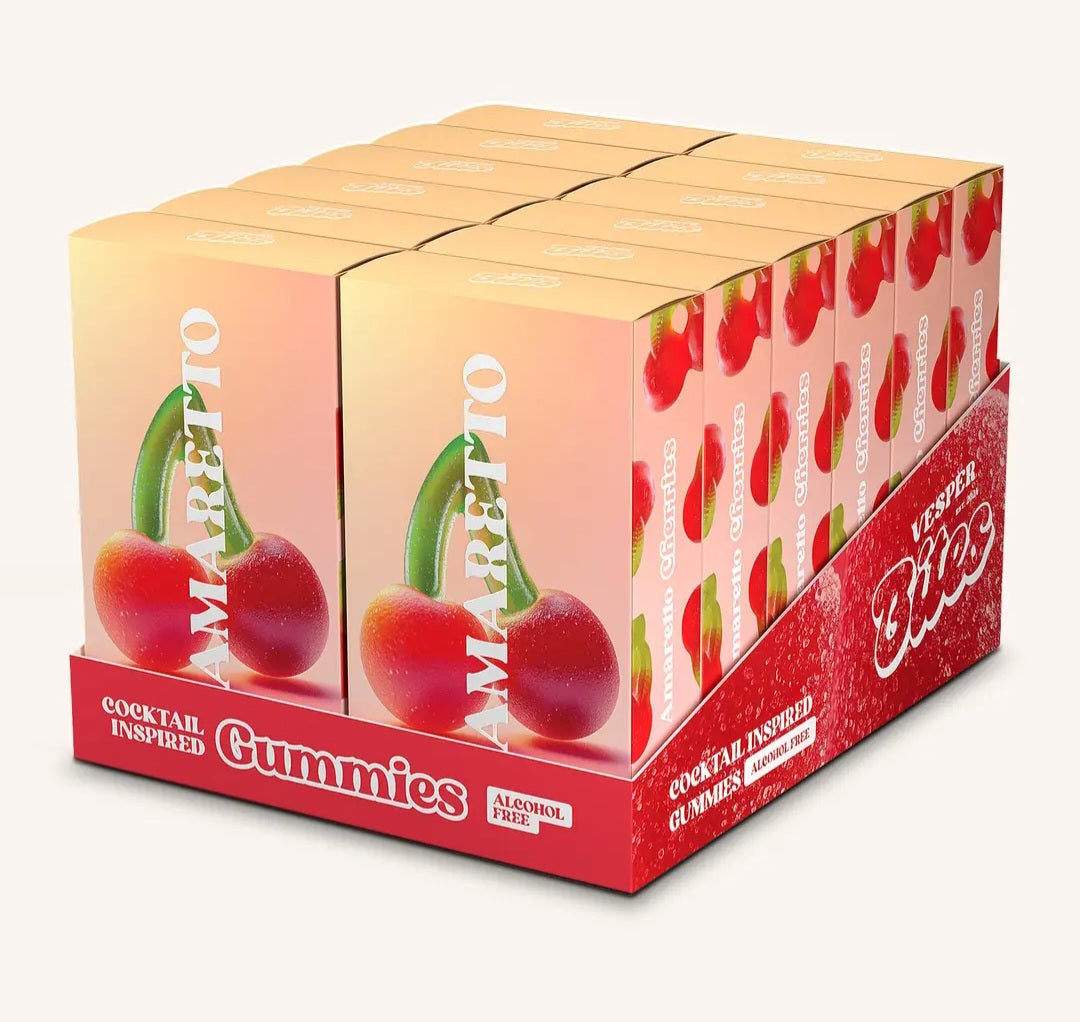 Amaretto Cherry Gummies, Chewy Candies, All natural
