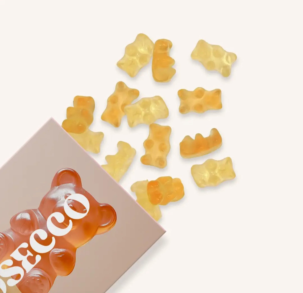 Prosecco Bear Gummies, Chewy Candies, Alcohol-Free